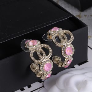 Designer jewelry earrings pink crystal Earrings Female cool cute Sweet Fairy Earrings Fashionable luxurious commuting
