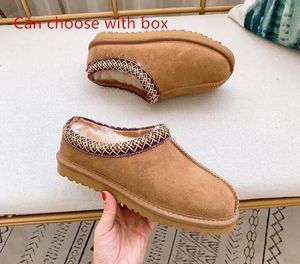 Man Women Tasman Slipper śnieżne buty Sheepskina Plush Futro Keep ciepłe buty z kartą pudełkową koszulką gorącą sprzedaż Tasman Casualne kapcie Piękne prezenty