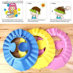 Shower Caps Baby Shower Cap Adjustable Hair Wash Hat for Newborn Infant Ear Protection Safe Children Kids Shampoo Shield Bath Head CoverL231111