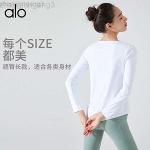 Desginer Aloo Yoga toppar Top Women's Nude Cross Fit Quick Dry Long Sleeve T-shirt Loose Surres Sports Cover