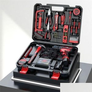 Electric Drill Electric Drill Hand Tool Set Hardware Electrician Maintenance Mtifunctional Toolbox Metal Wall Plate 220930 Drop Delive Dh9Ml