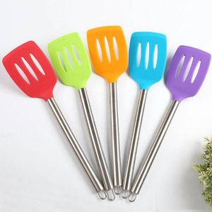 50pcs aço inoxidável alça de alimento Silicone Turner Turner não-bêbado Fish Panncake Shovel Spatula Truner ZA6326