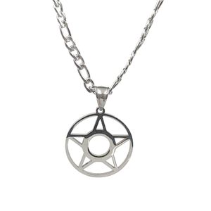 Pentagrama pentással Wiccan Colar -Star Satanic Pinging 316L Aço inoxidável Pentagra Wicca punk Retro Chain NK para homens 4mm 18-30 polegadas de prata