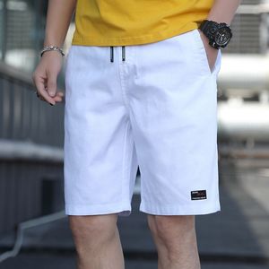 Men's Shorts Summer Casual White Solid Color Elastic Waist Bermudas Male Trends Trousers Pure Cotton 230410