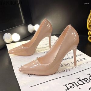 Kleidschuhe Sexy Nude Pointy Party Hochzeit Basic Light Mouth Stiletto Heels Damen Single Fashion Simple Damen