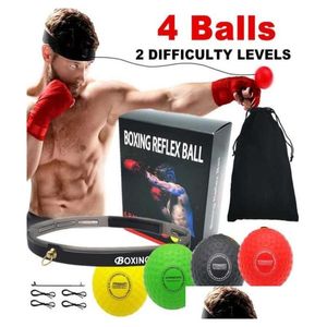 Punching Balls 4 Boxe Reflex Ball Set 2 Nível de Dificuldade com Sile Headband para MMA Punching Velocidade Luta Habilidade Reação Agilidade 211229 Dhwck