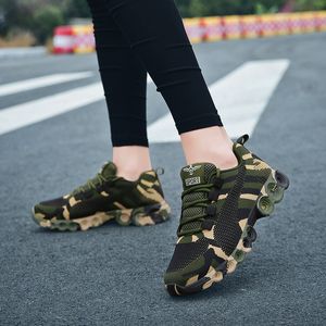 Atacado sapatos camuflagem moda tênis feminino respirável sapatos casuais homens exército verde formadores mais amante sapato tamanho 35-45
