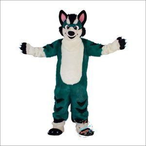 Cadılar Bayramı Yeşil Tilki Köpek Husky Maskot Kostümü Easter Bunny Peluş Peluş Kostüm Kostüm Tema Fantezi Elbise Reklam Doğum Günü Partisi Kostüm Kıyafet