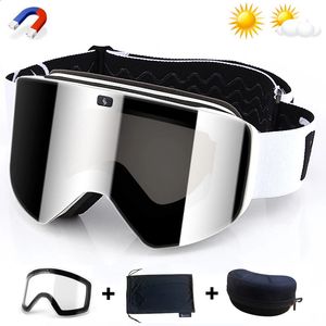 Kayak gözlük manyetik lens kayak gözlükleri çift katmanlı polarize lens kayak anti-bez snowboard gözlük erkekleri temiz lens kayak gözlük 231109