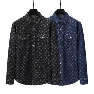 Camisa masculina clássica marca roupas designer denim manga comprida carta impressa camisa de moda casual hip-hop de alta qualidade denim topo