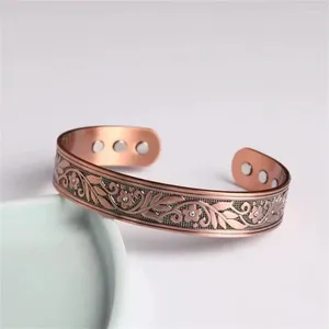 Bangle Flower Magnetic Copper Bracelet Health Energy Adjustable Open Cuff Bracelets Bangles For Women