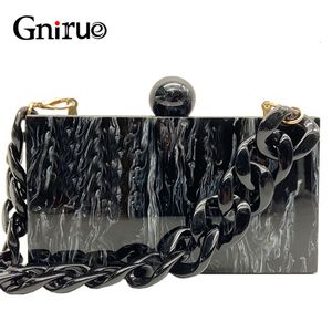 Evening Bags Fashion Marble Acrylic Bags Vintage Women Messenger Bags Black White Ink Painting Evening Clutch Bags Party Prom Handbags 230410