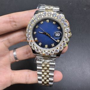 Högkvalitativa mäns lyxklockor Bi-Gold rostfritt stål Business Men's Watch Set Diamond Watch Bezel Automatisk mekanisk mäns kalenderklocka