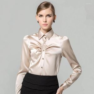 Blouses feminina feminina Casual Casual Summer Slim Shirt Women Women Silk Sexy Longa Blusa Tops Ruffle 4xl