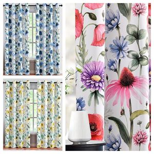 Curtain Flower Window Elegant Floral Printed Curtains For Bedroom Living Room Kitchen Decor Drapes High Shading(70%-90%) Drape