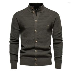 Männer Pullover Hochwertige Luxus Strickjacke Herbst Langarm Stehkragen Pullover Mantel Business Casual Schöne Männer Kleidung