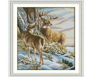 The Deer Patterns DIY Handmade Counted Cross stitch kit and Precise Stamped Embroidery set Needlework DMC 14ct and 11ct227g3628694