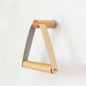 Kitchen Storage Beech Brass Leather Tissue Holder Toilet Bathroom Paper Roll Punch-free Rack Wall-mounted