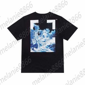 Style White2023 Summer Men's T-shirts New Ow Printed Bird Bone Shell Dense Forest and Women's Tshirts Casual Short T-sleeves