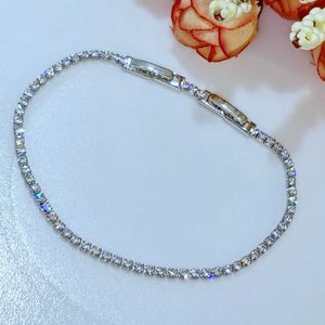 Catena a maglie 2mm 15-17cm Cluster CZ Catena a maglie Braccialetti da tennis per donne Ragazze Amico Gioielli Ottone sottile Colore oro bianco Pulsera Bracciali G230208