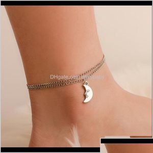 Anklets Jewelry Summer Beach Retro European i American Prosta podwójna kostka z akcesoriami BSIUX Drop dostawa Dh4pg