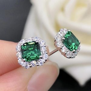 Stud Earrings Solid White Gold 14K 0.5CT/Piece Emerald Diamond Engagement Women Beautiful Anniversary Day Birthday Gift