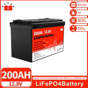 Brand New 12V 200Ah LiFePo4 Battery Pack Rechargeable Lithium Iron Phosphate Batteries Built-in BMS For Solar Boat Golf Cart