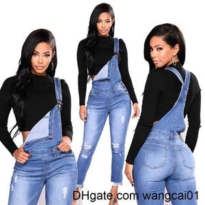 Kvinnors jumpsuits Rompers Jeans Woman Denim Women's Overalls Ripped Jeans For Women High midje Jumpsuits Stretch Pants Fa Jumper Trousers Blue Vintage 4103