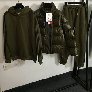 Mode trois pièces survêtements coton sweats à capuche chauds pantalon extérieur à manches longues veste survêtement 3 couleurs marque Sport survêtement