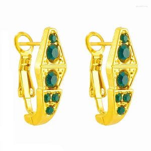 Dangle Earrings 316L Stainless Steel Retro Transparent Green With Zircon Serpentine C-ring Titanium Metal Jewelry