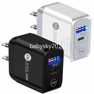 20W 25W Typ C Fast Charger 18W QC3.0 USB C Power Adapter PD Wall Chargers för iPhone 15 14 11 12 Samsung S10 S20 S21 B1