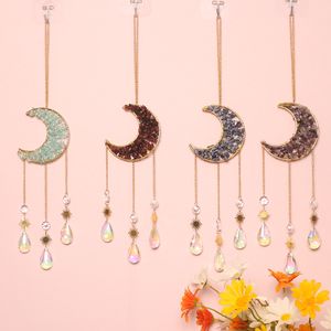 Crystal Stone Dream Catcher Moon Pendant Wind Chimes Dream Catcher Pendant Student Birthday Gift 122049