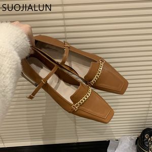 Dress SUOJIALUN Spring Flat Fashion Chain Women Slip on Loafers Casual Low Heel British Style Oxford Shoes 230410 GAI GAI GAI