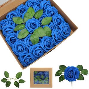 8 cm konstgjorda pe skum rose diy dekorativa blommor huvuden brud bukett hem blomma bröllop dekorationer scrapbooking party leveranser 50 st/låda