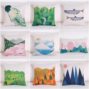 Pillow Case Throw Pillowcase Cotton Linen Printed Covers Animal For Office Home Textile Scenery