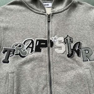 2023 Trapstar High Quality Versatile Zipper Gray Tracksuit Embroidered Large Letters Casual Suit EU Size Hoodie Set Men's Streetwear