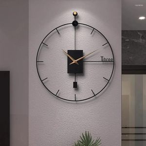 Duvar saatleri sanat el saati dekorasyon zarif hediye benzersiz ev yuvarlak metal modern siyah tasarımcı reloj dekor