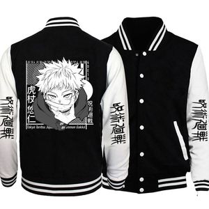 Jackets masculinos Jujutsu Kaisen Harajuku Casal de Baseball Casas de beisebol Autumn Anime Varsity Streetwear 230410