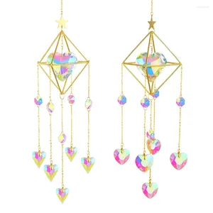 Garden Decorations Crystal Windchime Ornaments Love Heart Pendant Hanging Wind Chimes Window Craft