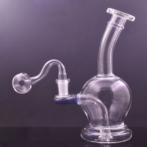 Glasbong-Ölplattform 7 Zoll 14 mm weiblicher Recycler Ashcatcher Bongs Inline Perc Bubbler Rauchwasserpfeife mit männlichen Glasölbrennerrohren Günstigster Preis