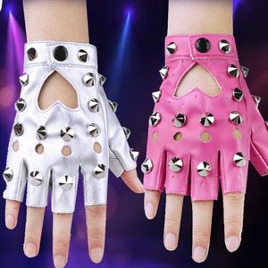 Scene Wear Dance Half Finger Leather Gloves Women's Liu Ding Design Fashion Punk Street Performance Steel Pipe