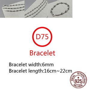 D75 S925 Letra da bracelete de prata esterlina Carta de moda personalizada Retro Flor Cross Diamante Punk Hip Hop Presente para os amantes