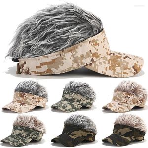 Ball Caps Creative Men Short Wig Camouflage Baseball Cap Adjustable Visor Spiked Hair Casual Tennis Hat Hats For