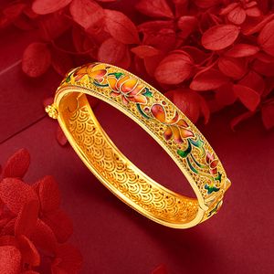 Women Bangle Bracelet Real Beautuful 18k Yellow Gold Filled China-Chic Palace Buckle Bangle Fashion Jewelry