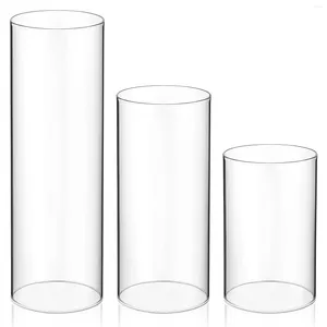 Portacandele 3 pezzi Paralume Supporto in vetro decorativo Mensola Paralumi da tavolo Fornitura in borosilicato alto Lampadario per sala da pranzo Vaso cilindrico