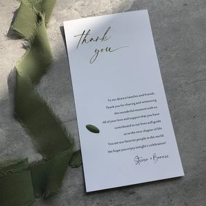 Biglietti di auguri personalizzati per il titole del foglio d'oro per il matrimonio grazie cartolina grazie cartolina con regalo speciale per cena di carta 231110