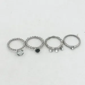 Cluster-Ringe Gun Black Color Stone Set für Damenring Fj203