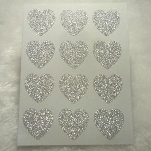 Prezent Glitter Heart Stickers Silver for Envelope Seals