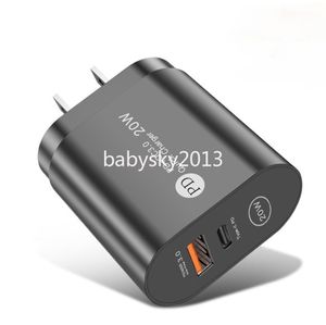 Caricabatterie USB C a doppia porta 20W 12W EU US AC Adattatore di alimentazione da viaggio per la casa Tipo c Caricatore da muro per IPhone 14 15 Samsung S22 S23 Htc B1