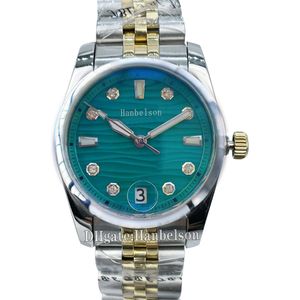 Women watches 36mm Turquoise Diamond dial Ceramic bezel Metal all steel strap Female watch Gift Wristwatch